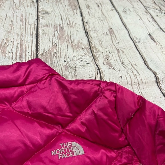 Girls The North Face Dark Pink 500 Goose Down Zip Up Jacket - Picture 6 of 10